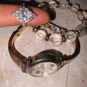 Elegant Silver Watch and Bracelet Set with Ring